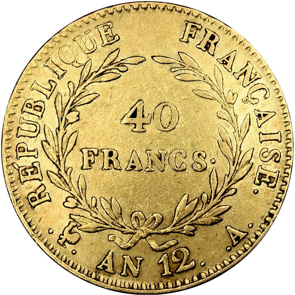 FRANCE, Napoléon I, 40 Francs, 1803, Paris, KM #652, EF(40-45), Gold, Gadoury #.