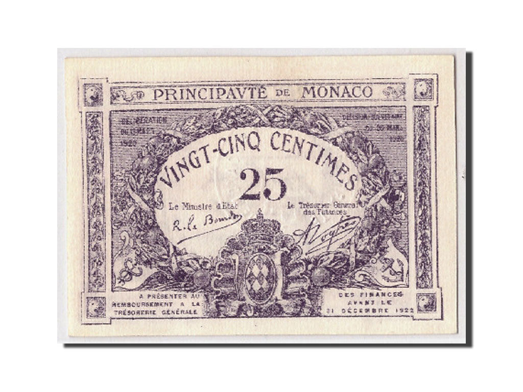 Billet, Monaco, 25 Centimes, 1920, 16-03 (20-03) 1920, KM:2c, NEUF