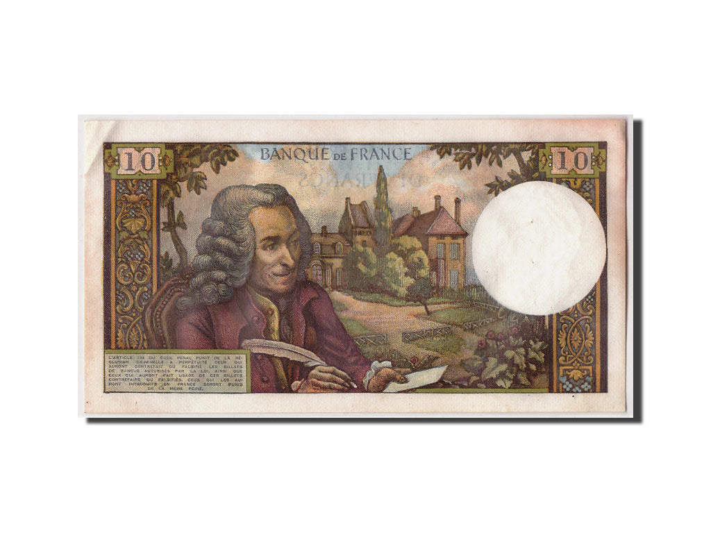 Banknot, Francja, 10 Francs, Voltaire, 1967, 1967-01-05, AU(50-53)