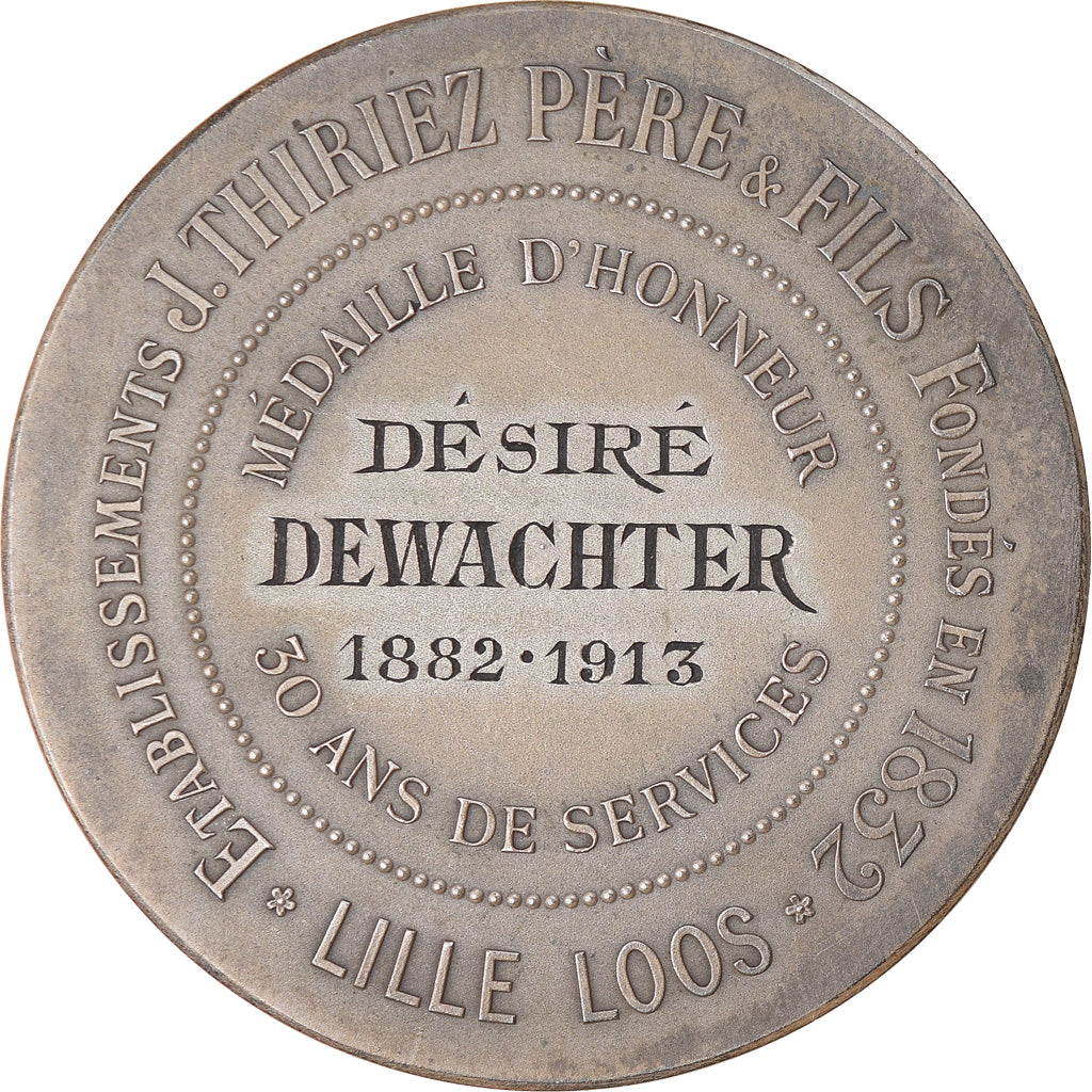 France, Medal, Honneur et Travail, Etablissements Thiriez, Lille-Loos, 1913