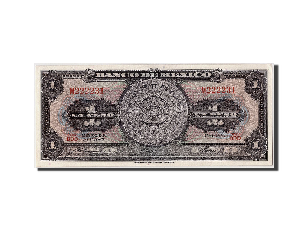 Banknote, Mexico, 1 Peso, 1967, 1967-05-10, KM:59j, UNC(63)