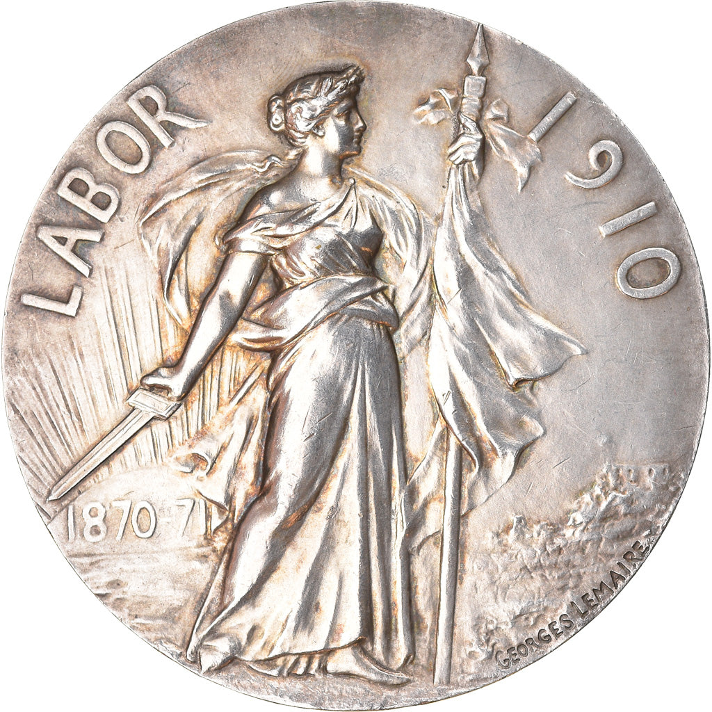 France, Medal, Art Nouveau, Labor, Progrès-Gloire, 1910, Lemaire, AU(55-58)