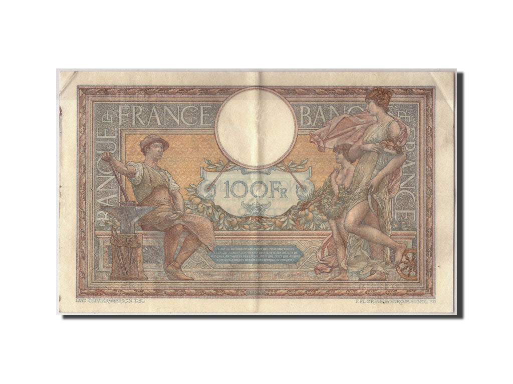 Banknote, France, 100 Francs, 100 F 1908-1939 ''Luc Olivier Merson'', 1927