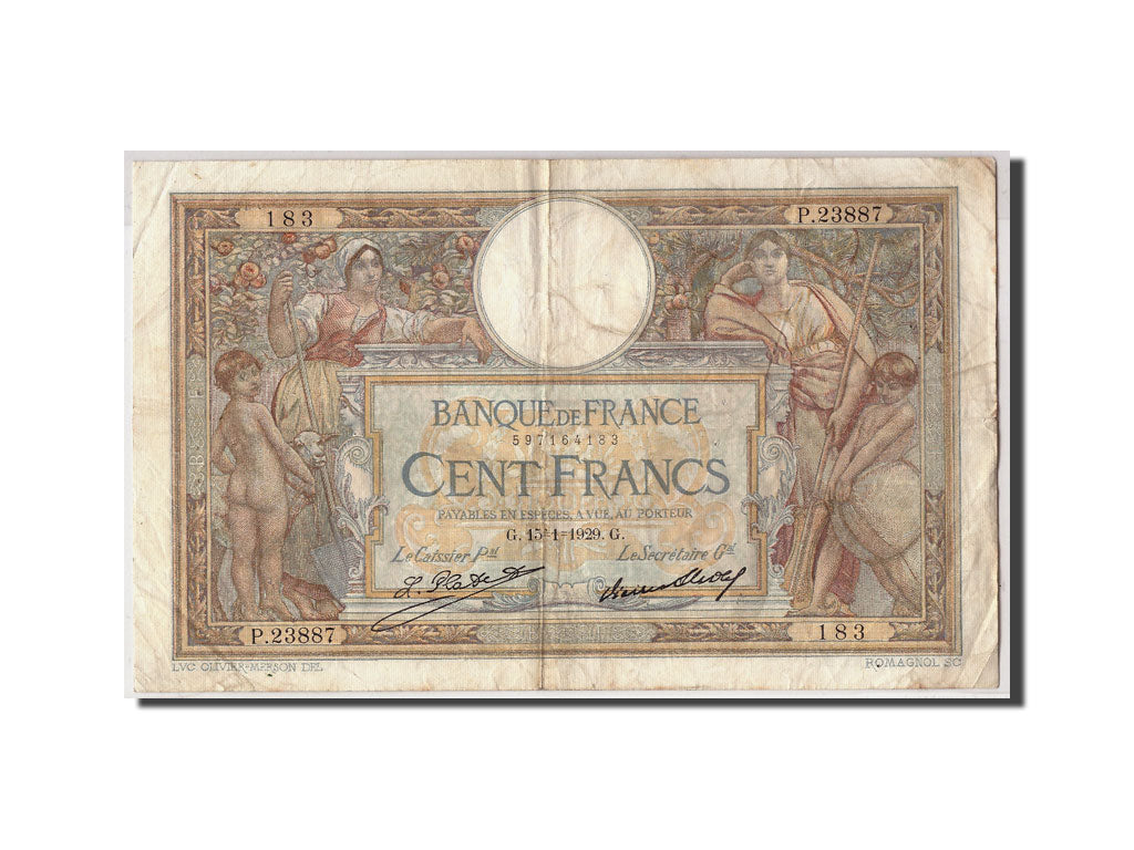 Banknote, France, 100 Francs, 100 F 1908-1939 ''Luc Olivier Merson'', 1929