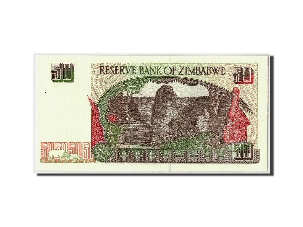 Banconote, Zimbabwe, 50 Dollars, 1994, KM:8a, Undated, FDS