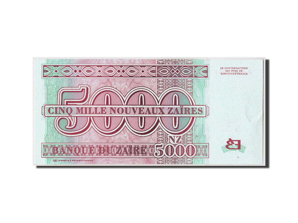 Banknote, Zaire, 5000 Nouveaux Zaïres, 1995, 1995-01-30, KM:68a, UNC(63)