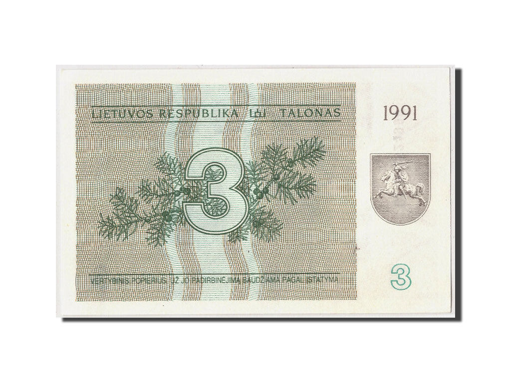 Lituania, 3 (Talonas), 1991, KM:33b, Undated, SPL