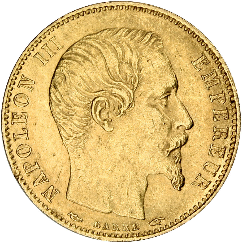 FRANCE, Napoléon III, 5 Francs, 1855, Paris, KM #783, AU(55-58), Gold, 14.4, G..