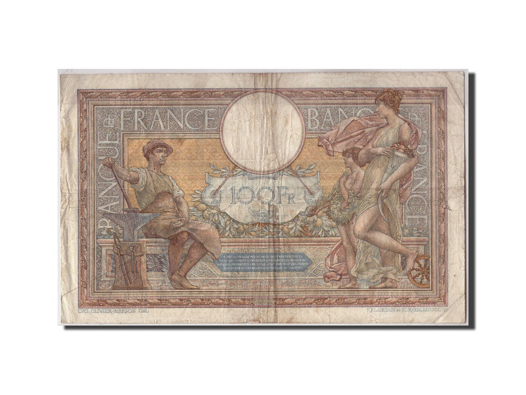Banknote, France, 100 Francs, 100 F 1908-1939 ''Luc Olivier Merson'', 1929