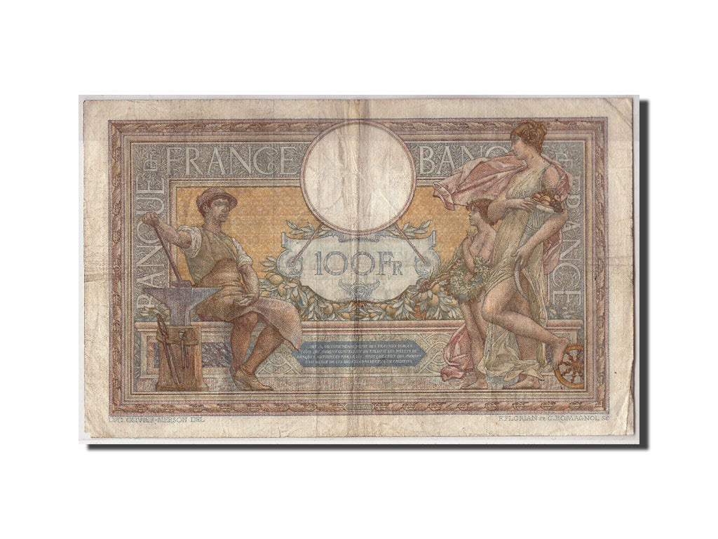 Banknote, France, 100 Francs, 100 F 1908-1939 ''Luc Olivier Merson'', 1929