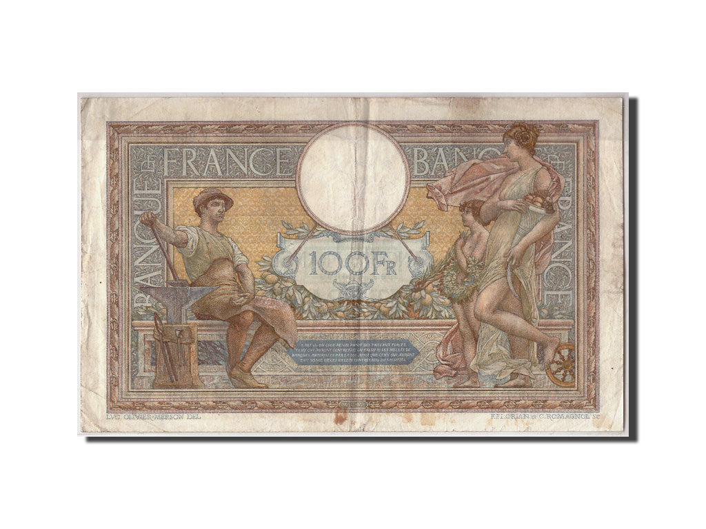 Billete, Francia, 100 Francs, 100 F 1908-1939 ''Luc Olivier Merson'', 1930