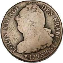 Coin, France, 2 sols français, 2 Sols, 1793, Strasbourg, F(12-15), Bronze