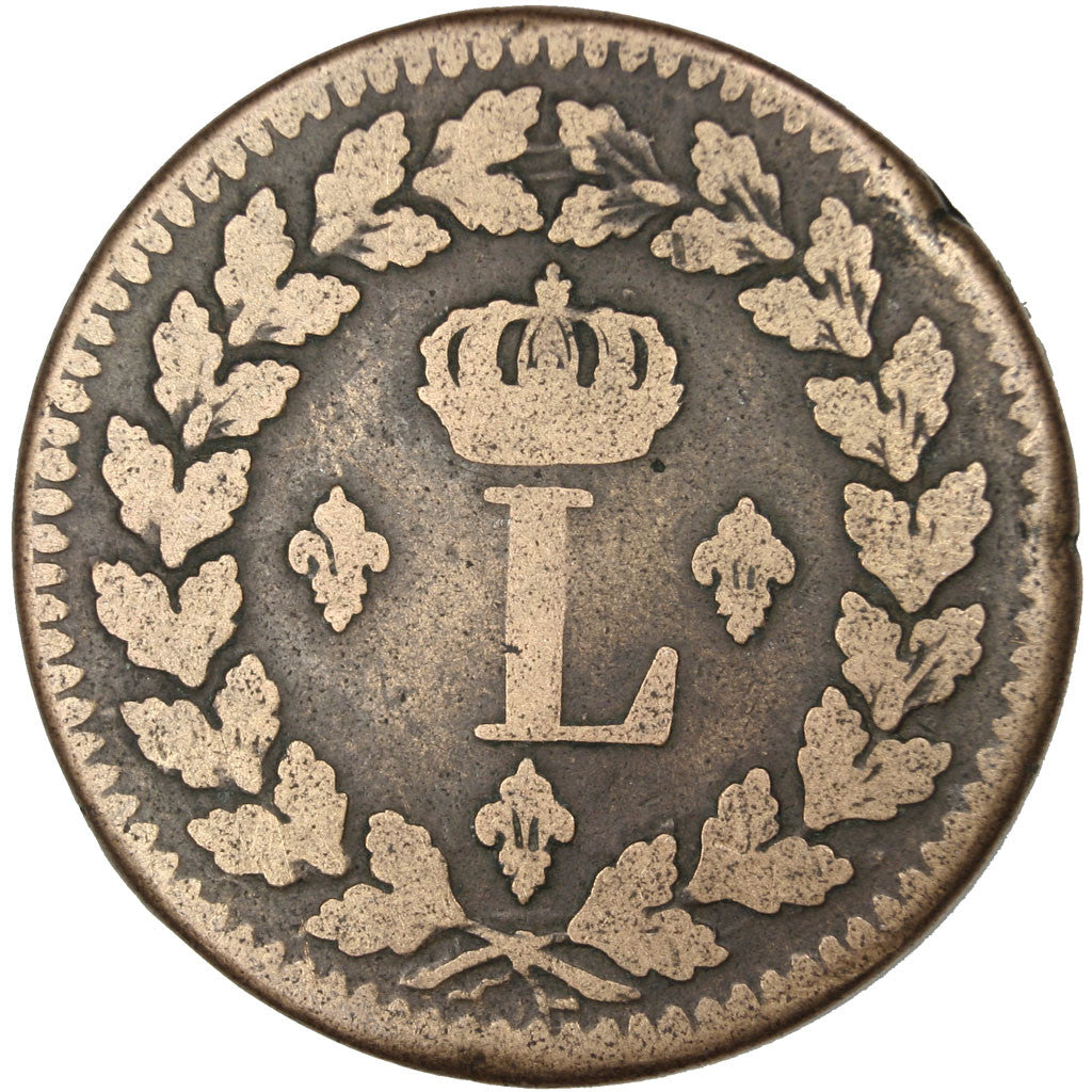 FRANCE, Louis XVIII, Decime, 1814, Strasbourg, KM #701, F(12-15), Bronze,...