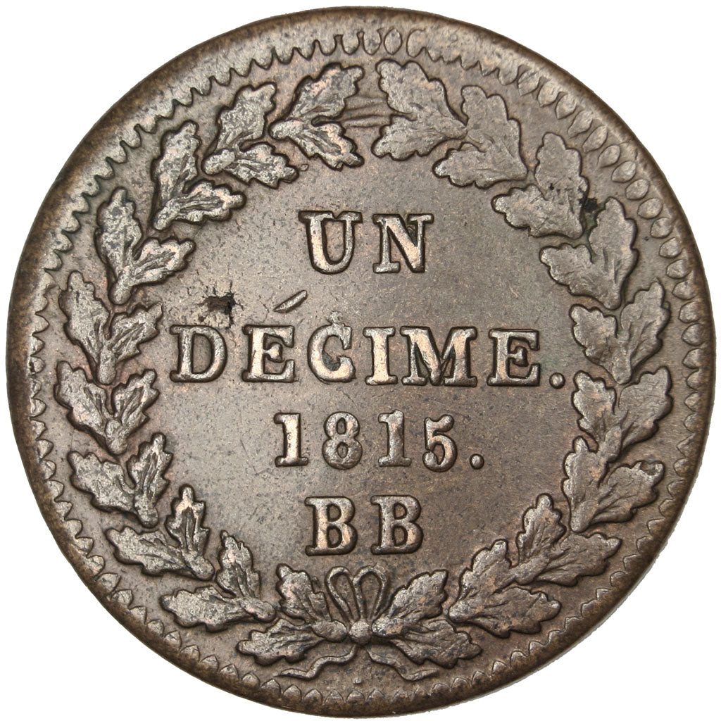 FRANCE, Napoléon I, Decime, 1815, Strasbourg, KM #700, EF(40-45), Bronze, Gadour