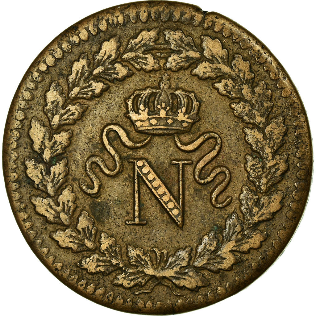 Coin, France, Napoléon I, Decime, 1814, Strasbourg, AU(50-53), Bronze