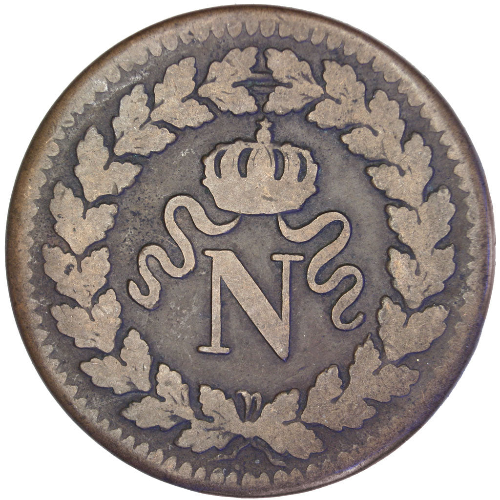 FRANCE, 1 Décime, 1814, Strasbourg, F(12-15), Bronze, Gadoury #195b, 20.49