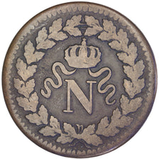 FRANCE, 1 Décime, 1814, Strasbourg, F(12-15), Bronze, Gadoury #195b, 20.49