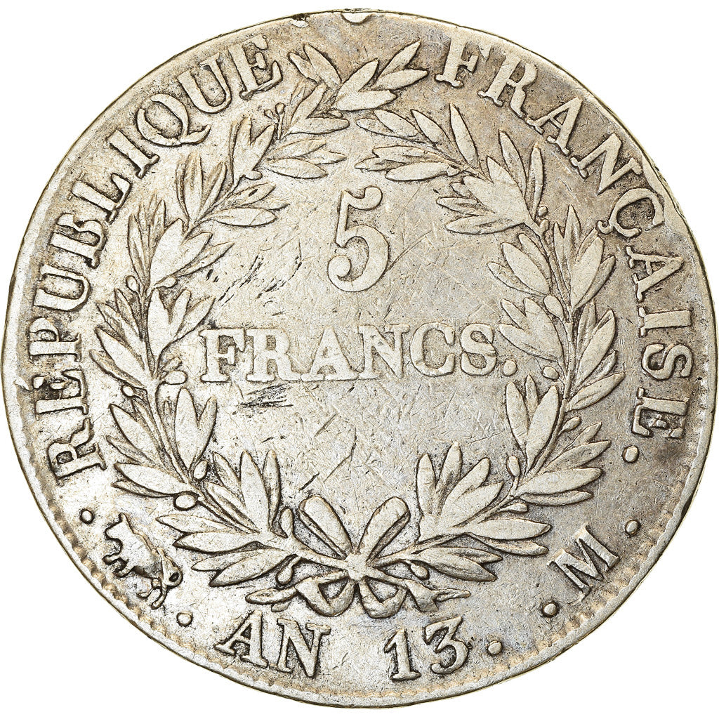 Moeda, França, Napoléon I, 5 Francs, AN 13, Toulouse, VF(30-35), Prata