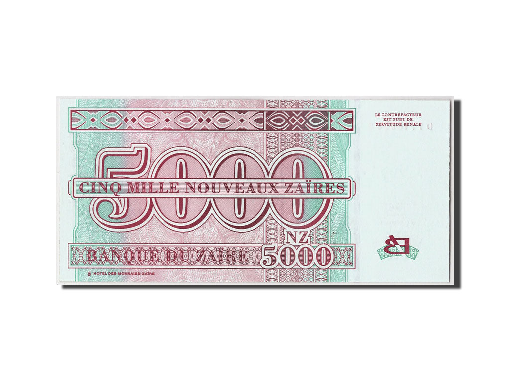 Banknote, Zaire, 5000 Nouveaux Zaïres, 1995, 1995-01-30, KM:69, UNC(65-70)