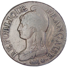 FRANCE, 5 Centimes, 1798, Paris, VF(20-25), Bronze, Gadoury #126, 10.50