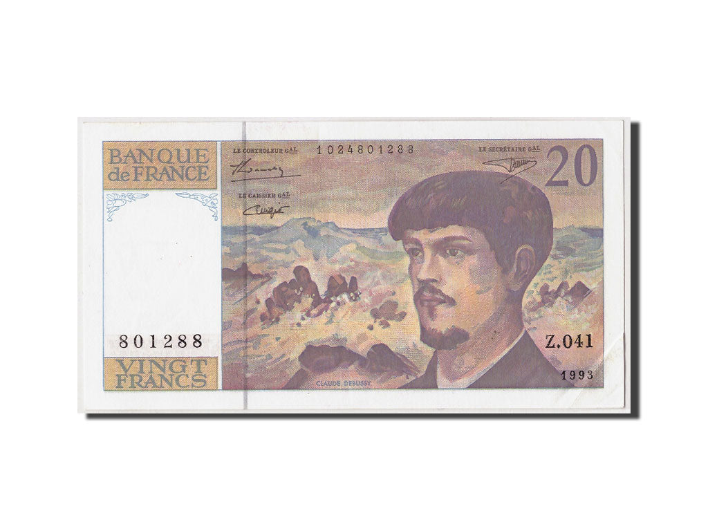 France, 20 Francs Debussy, 1993, KM:151g, Fayette:66bis.5, UNC(60-62)