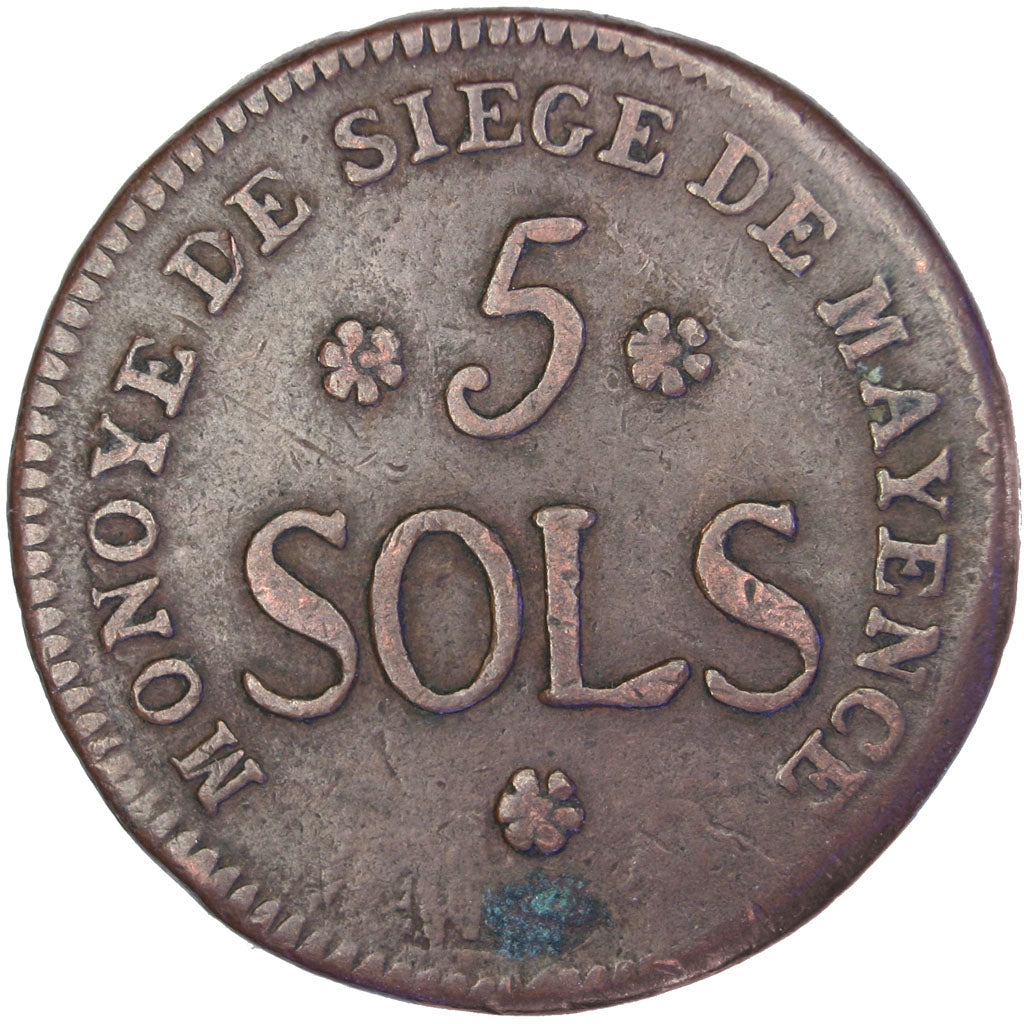 Coin, German States, MAINZ, Friedrich Karl Josef, 5 Sols, 1793, EF(40-45)