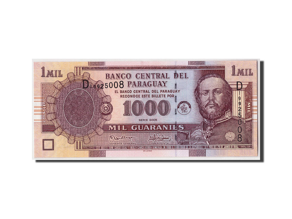 Banknote, Paraguay, 1000 Guaranies, 2005, Undated, KM:222b, UNC(65-70)