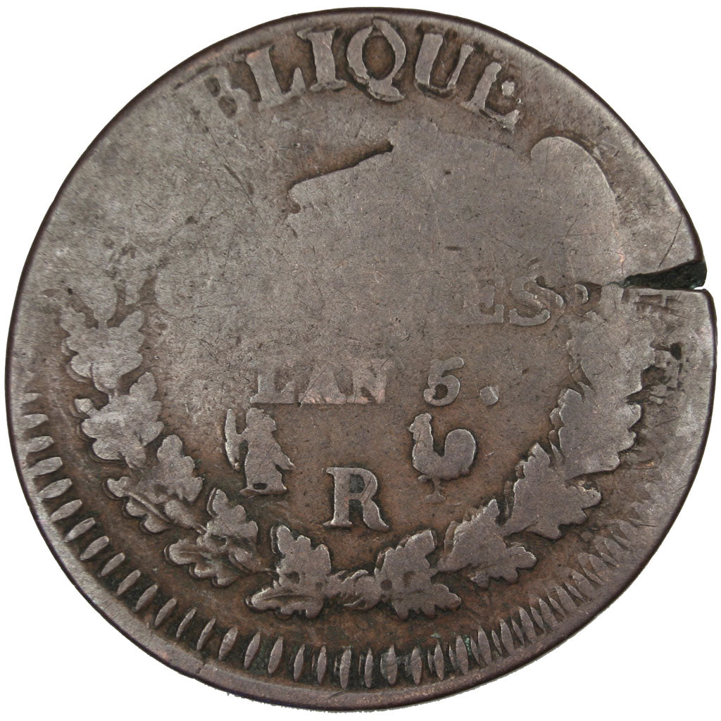 FRANCE, 5 Centimes, 1797, Orléans, F(12-15), Bronze, Gadoury #126, 10.11