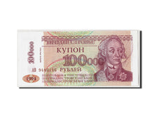 Banknote, Transnistria, 100,000 Rublei on 10 Rublei, 1994 ND(1996), Undated