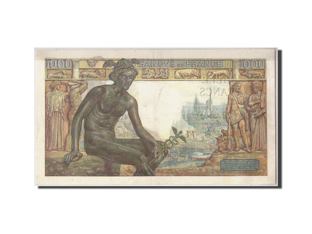 France, 1000 Francs Déesse Déméter, KM:102, Fay:40.1, 1942-05-28, AU(50-53)