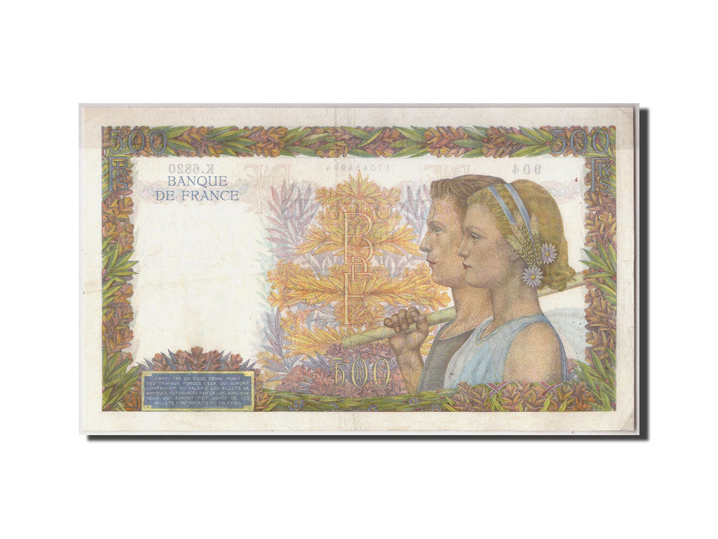 France, 500 Francs La Paix, KM:95b, Fay:32.41, 1942-10-01, AU(50-53)