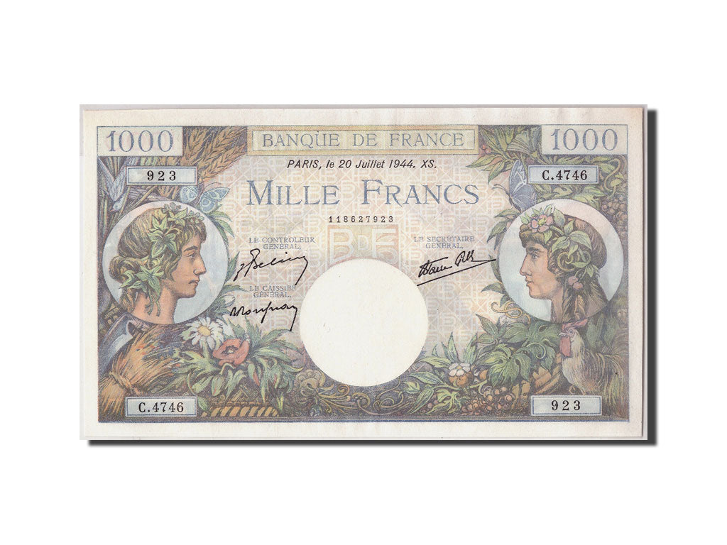 France, 1000 Francs Commerce et Industrie,KM:96c,Fay:39.12, 20-07-1944, UNC(63)