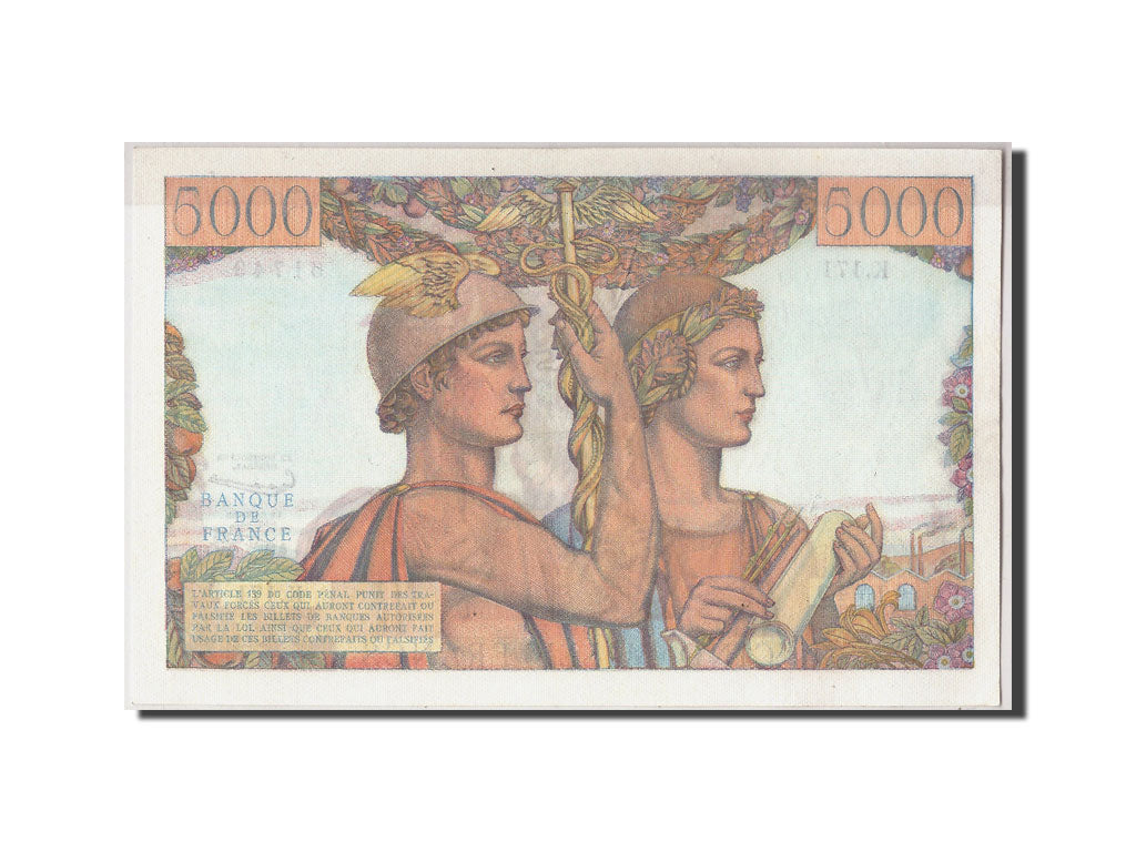 France, 5000 Francs Terre et Mer, KM:131d, Fay:48.16, 1957-07-04, AU(55-58)