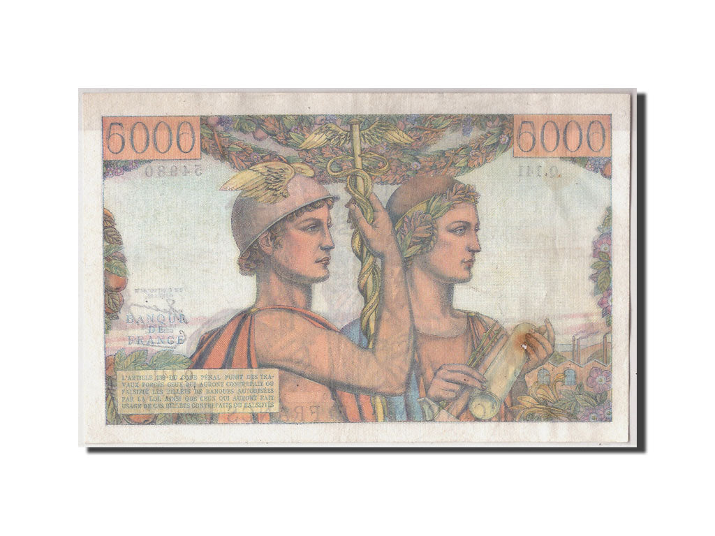 Banknot, Francja, 5000 Francs, Terre et Mer, 1953, 1953-12-03, AU(50-53)