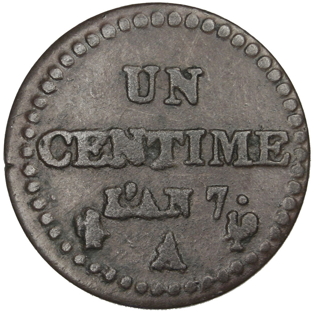 FRANCE, Dupré, Centime, 1798, Paris, KM #646, EF(40-45), Bronze, 18, Gadoury #76