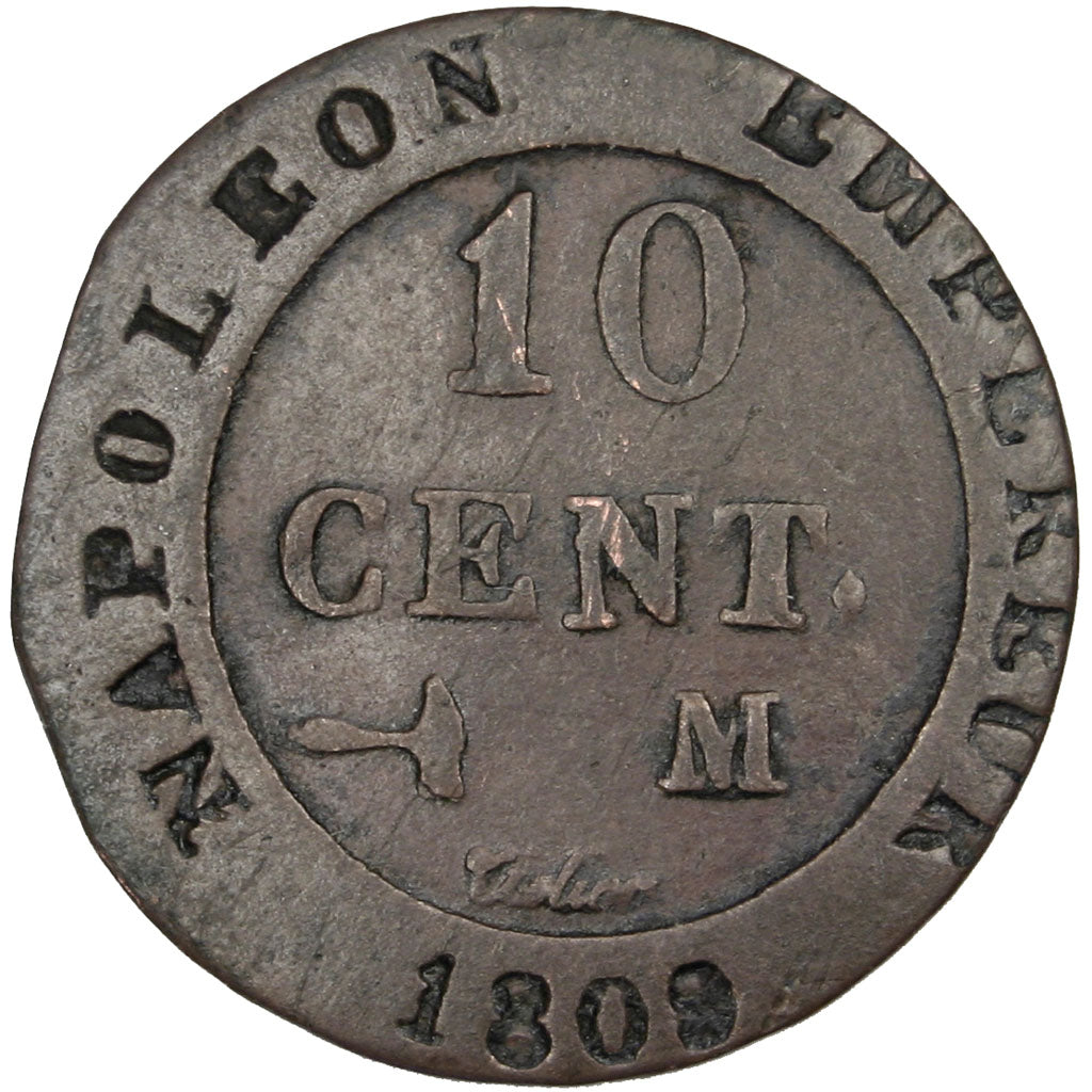 FRANCE, Napoléon I, 10 Centimes, 1808, Toulouse, KM #676.6, VF(20-25), Billon, G