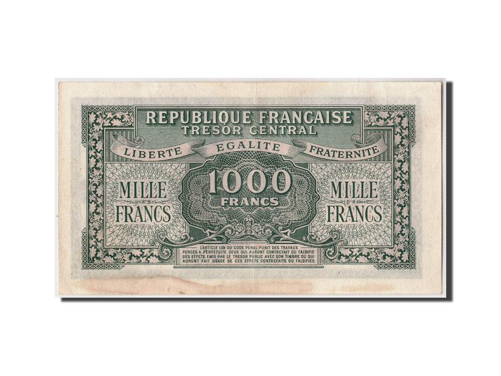 Banknote, France, 1000 Francs, 1943-1945 Marianne, 1945, Undated, AU(50-53)