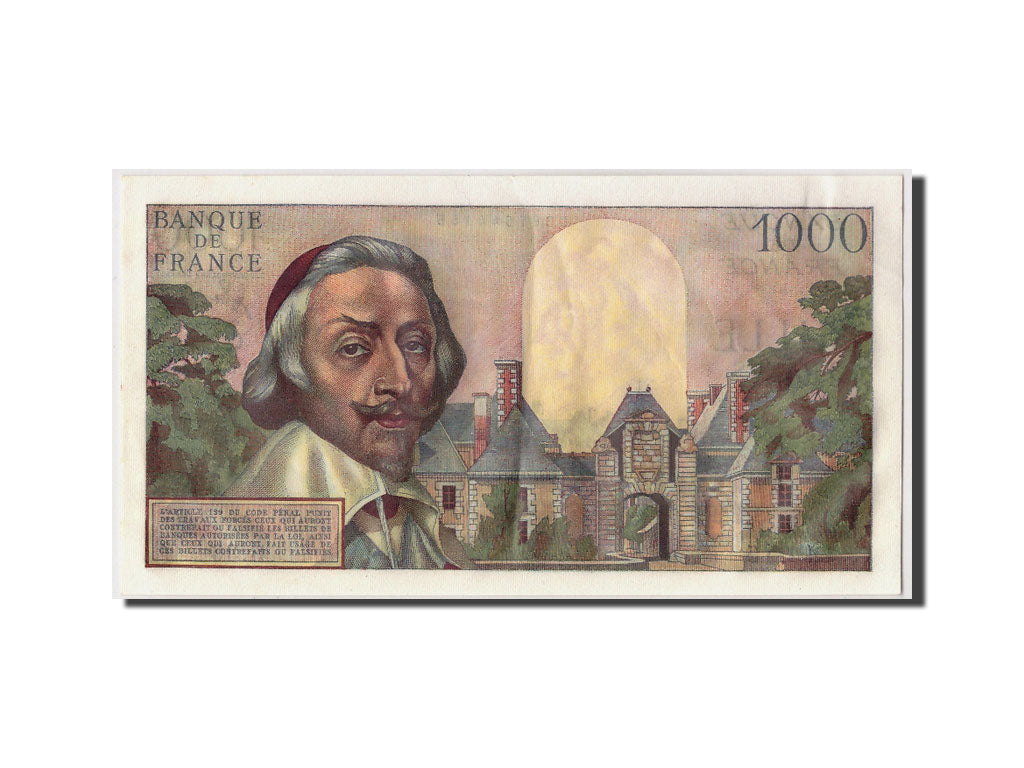 Geldschein, Frankreich, 1000 Francs, 1 000 F 1953-1957 ''Richelieu'', 1954