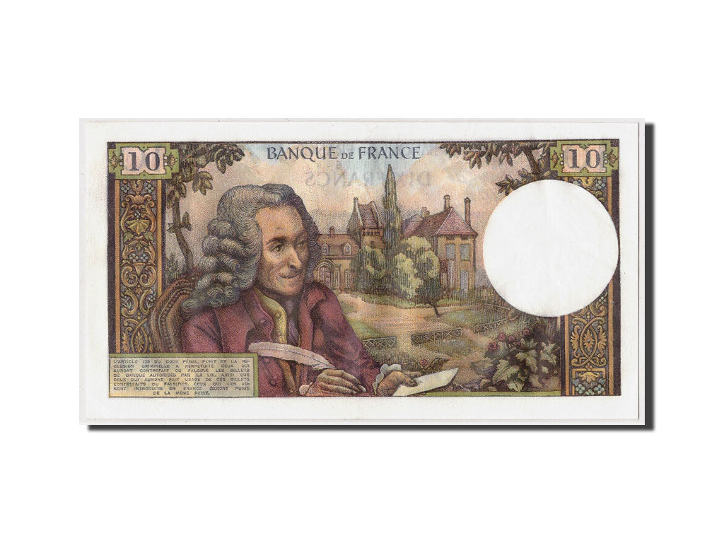 France, 10 Francs Voltaire, KM:147b, Fayette:62.1969-05-08, UNC(60-62)
