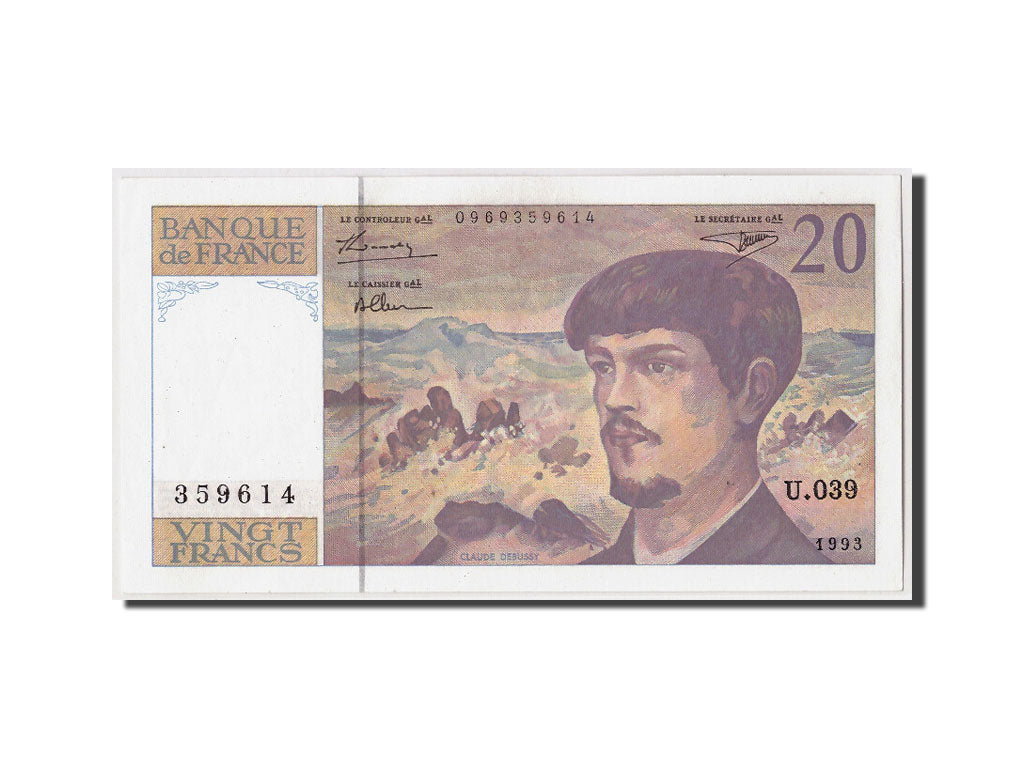 France, 20 Francs Debussy, 1993, KM:151f, Fayette:66bis.4, Undated, UNC(63)