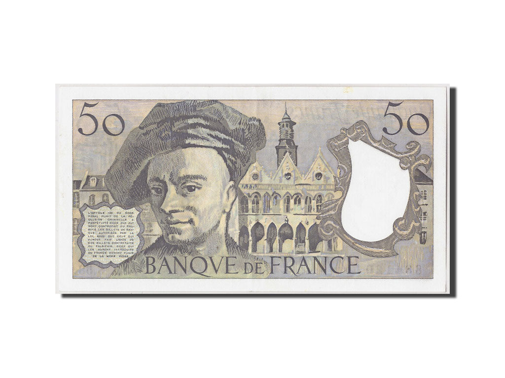 Frankreich, 50 Francs Quentin de La Tour, 1989, KM:152d Fayette:67.15, AU(55-58)