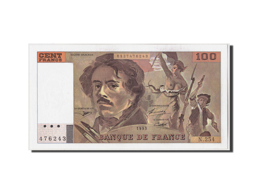 France, 100 Francs Delacroix, 1993, KM:154g, Fayette:69bis.8,  UNC(63)