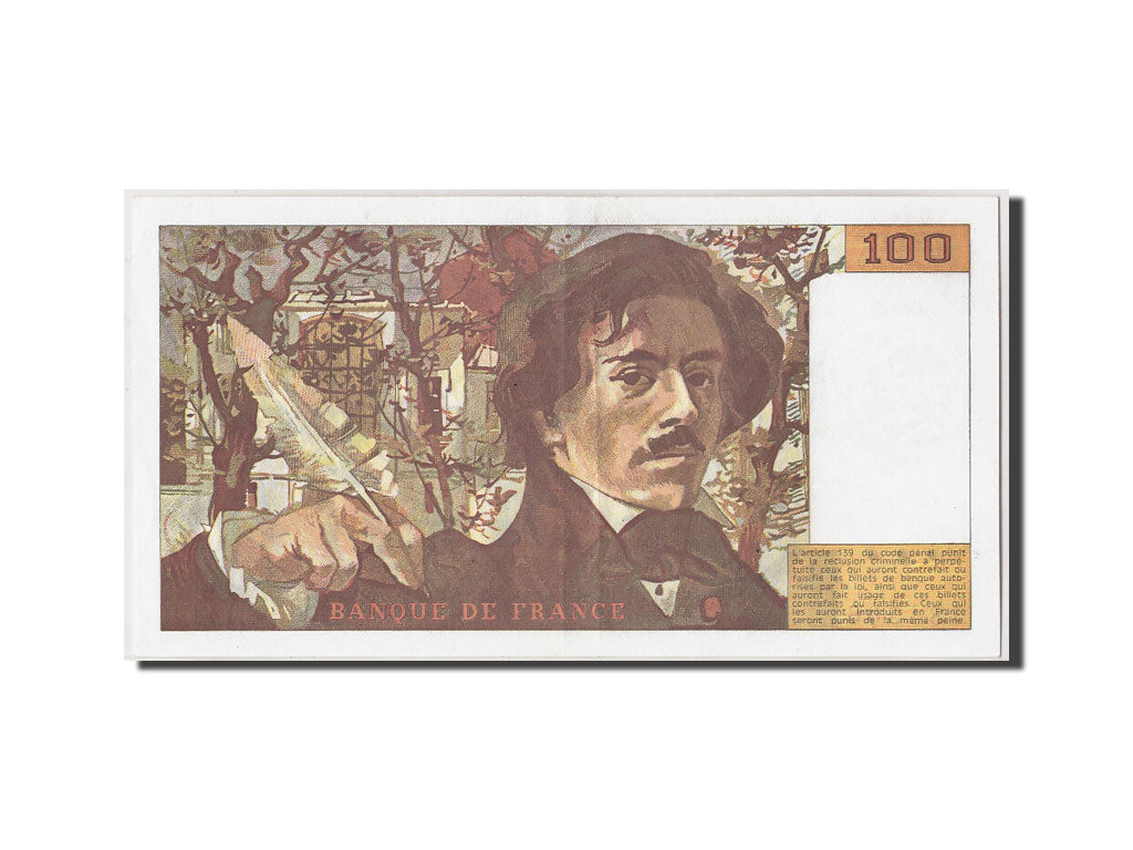 France, 100 Francs Delacroix, 1989, KM:154d, Fayette:69.13c, AU(50-53)