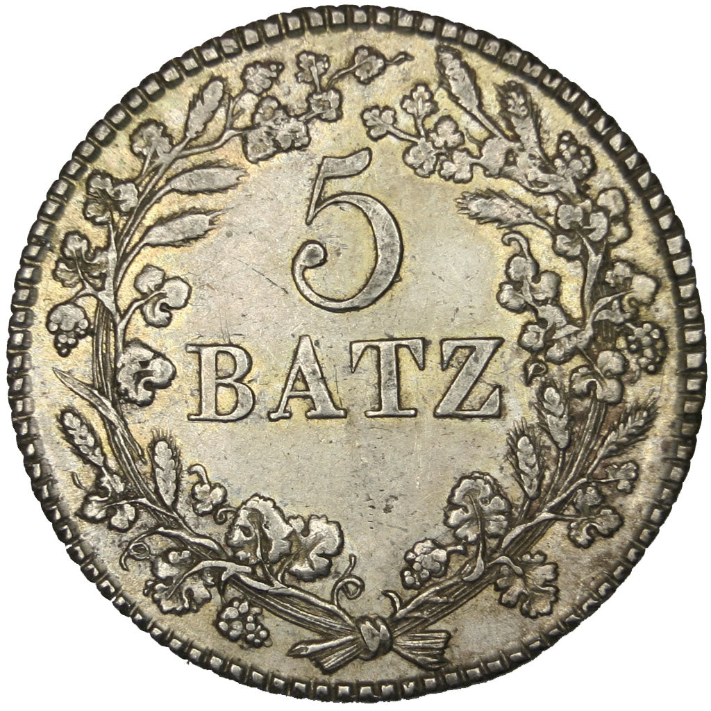 Switzerland, 5 Batzen, 1811, KM #13, AU(55-58), Billon, 4.39