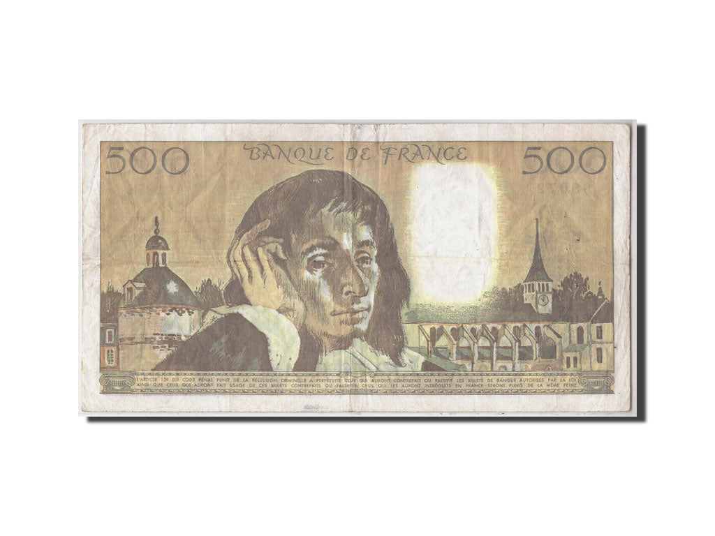 France, 500 Francs Pascal, KM:156g, Fayette:71.42, 1989-07-06, VF(30-35)