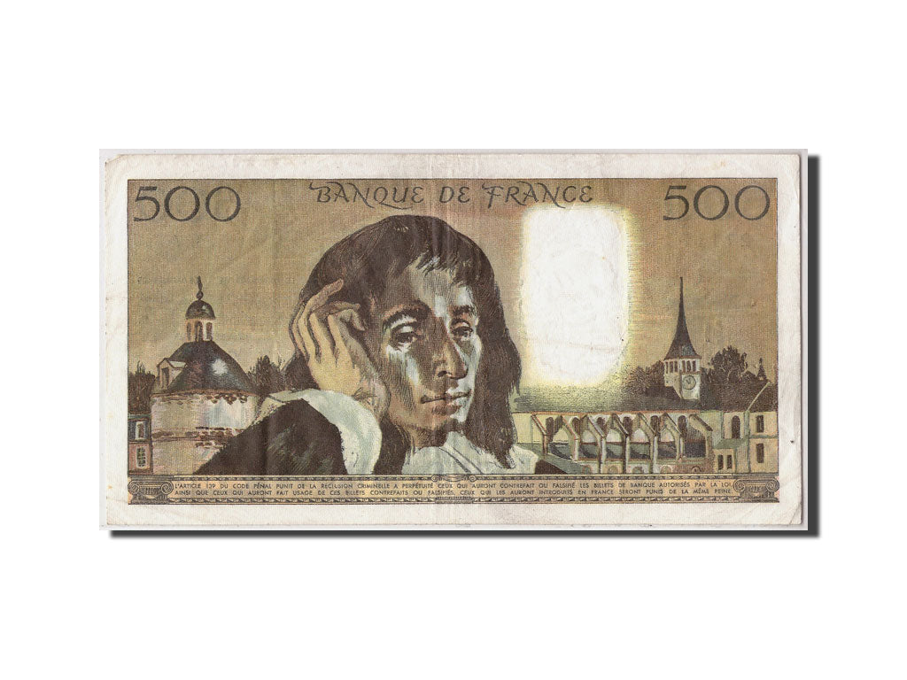 France, 500 Francs Pascal, KM:156a, Fayette:71.2, 1968-12-05, VF(20-25)