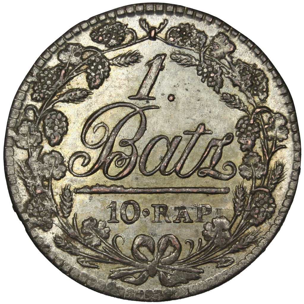 SWISS CANTONS, Batzen-10 Rappen, 1811, KM #8, AU(55-58), Billon, 3.50