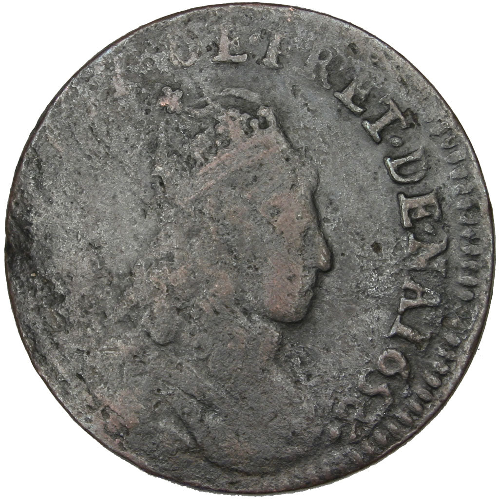 FRANCE, Liard de France au buste juvénile, deuxième type, Liard, 1658, Tours, KM