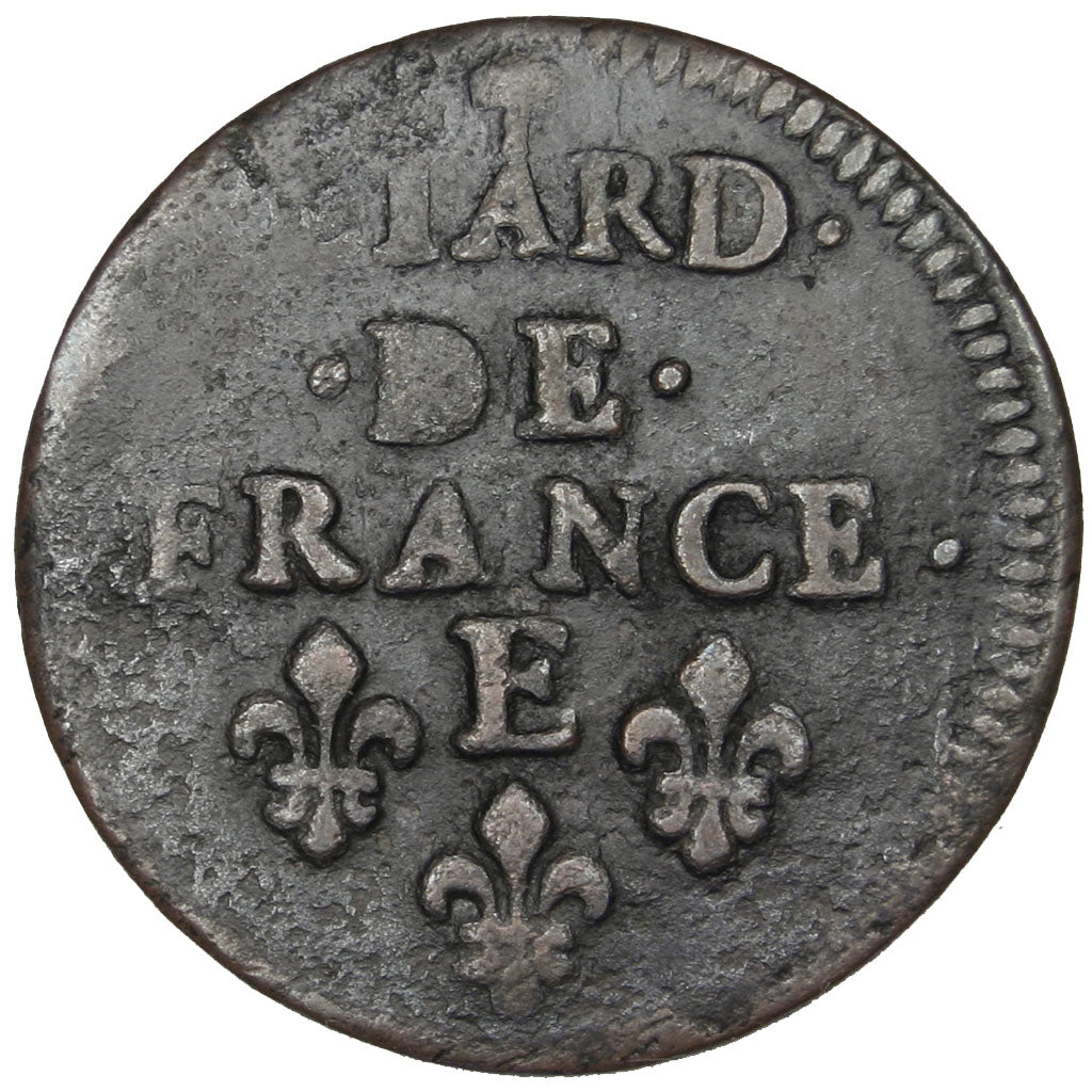 FRANCE, Liard de France au buste juvénile, deuxième type, Liard, 1658, Tours, KM