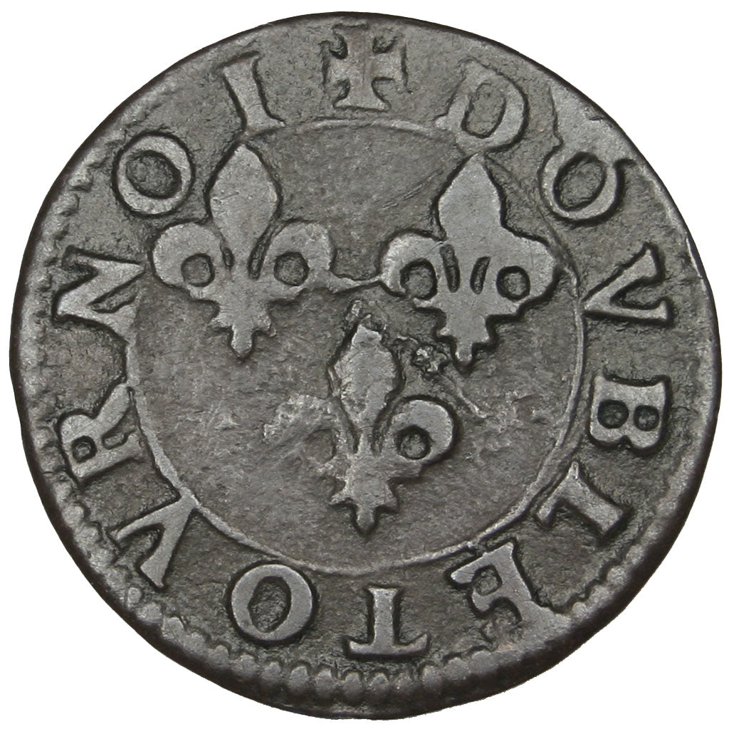 FRENCH STATES, 2 Deniers, Tournois, KM #5, VF(20-25), Copper, CGKL #674, 2.04